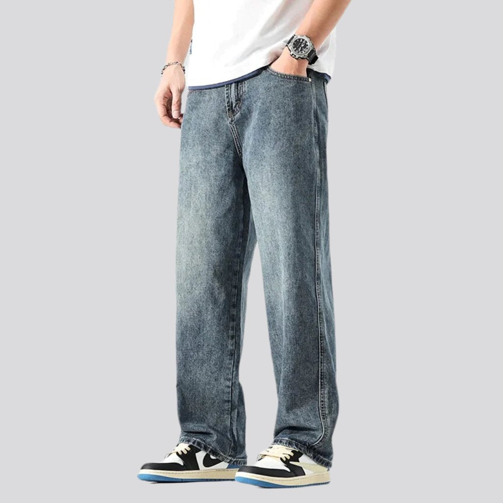 Baggy mid-waist jeans for men