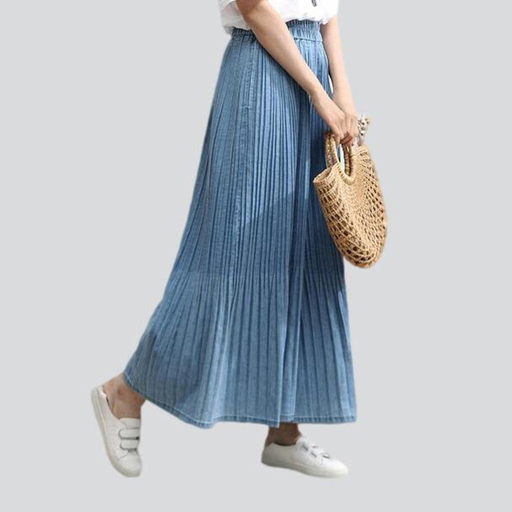 Pleated culottes women denim pants