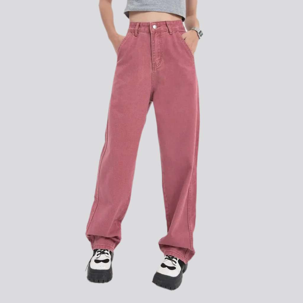 Fuchsia color baggy women jeans