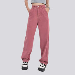 Fuchsia color baggy women jeans