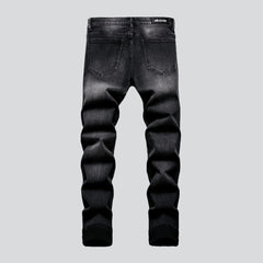 Red knees men moto jeans