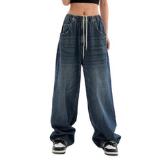 Women baggy jeans with drawstrings