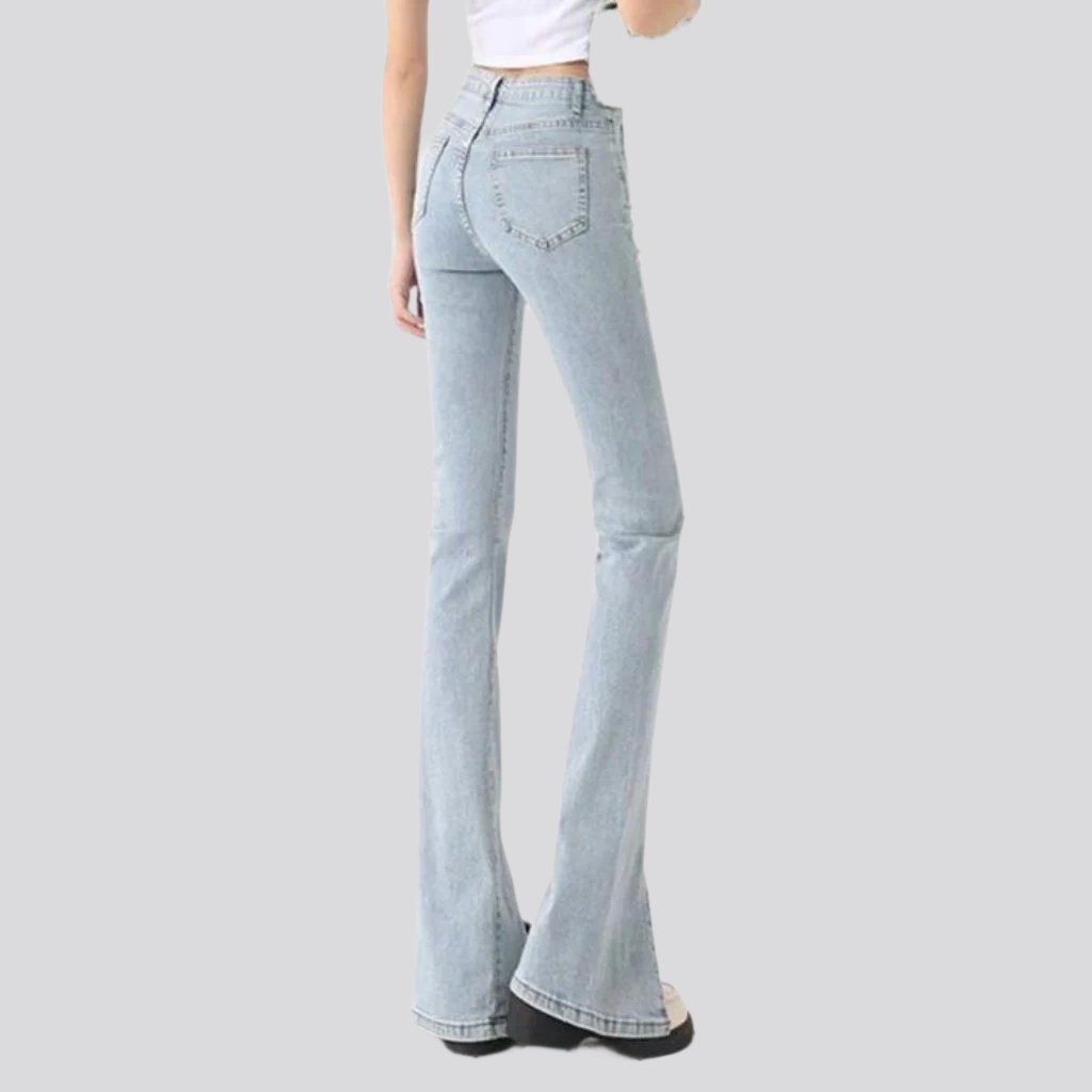 Stonewashed high-waist jeans for women