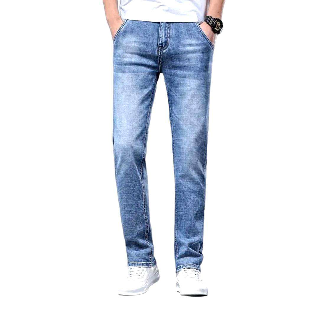 Diagonal pocket men slim jeans