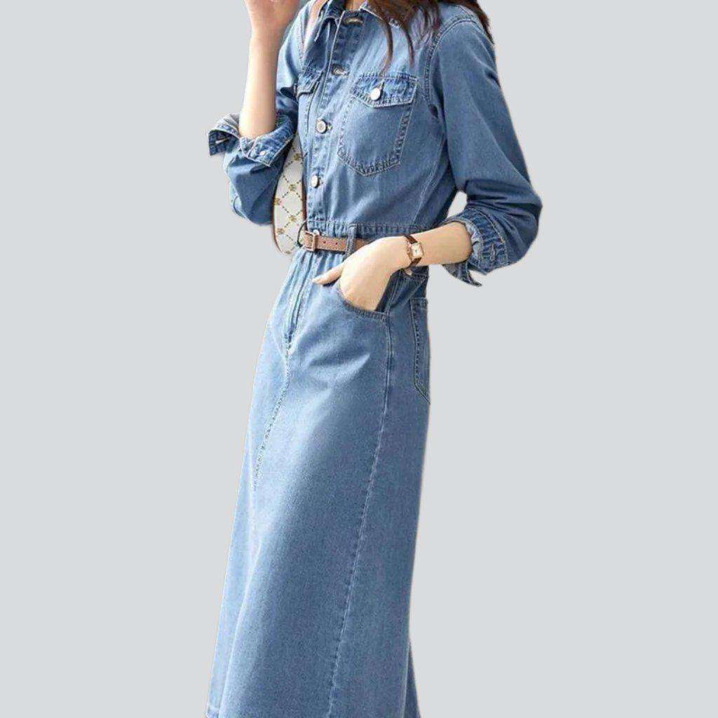 Medium wash monochrome denim dress