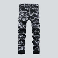 Inscription print black men jeans