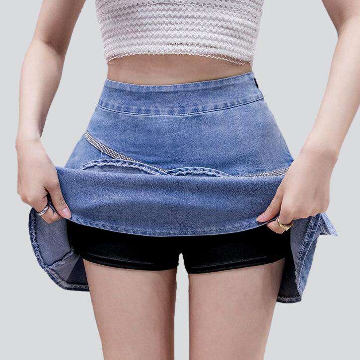 Rüschen-Jeans-Skort für Damen