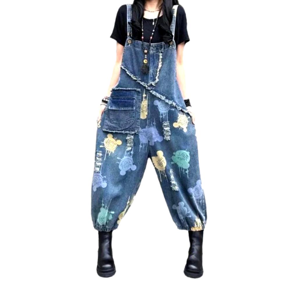 Baggy Painted Jeans Jumpsuit für Damen