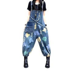 Baggy painted jeans jumpsuit for women