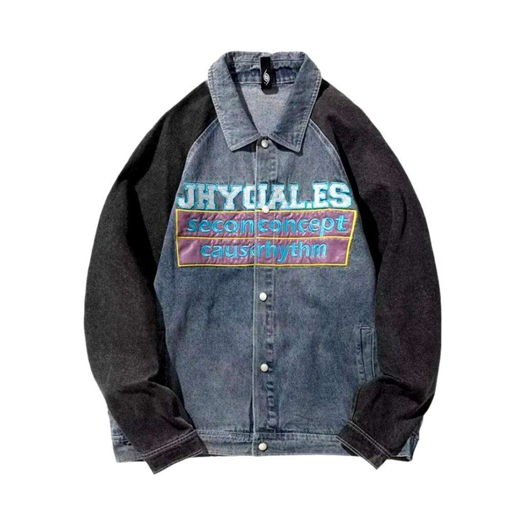 Chest inscriptions print denim jacket