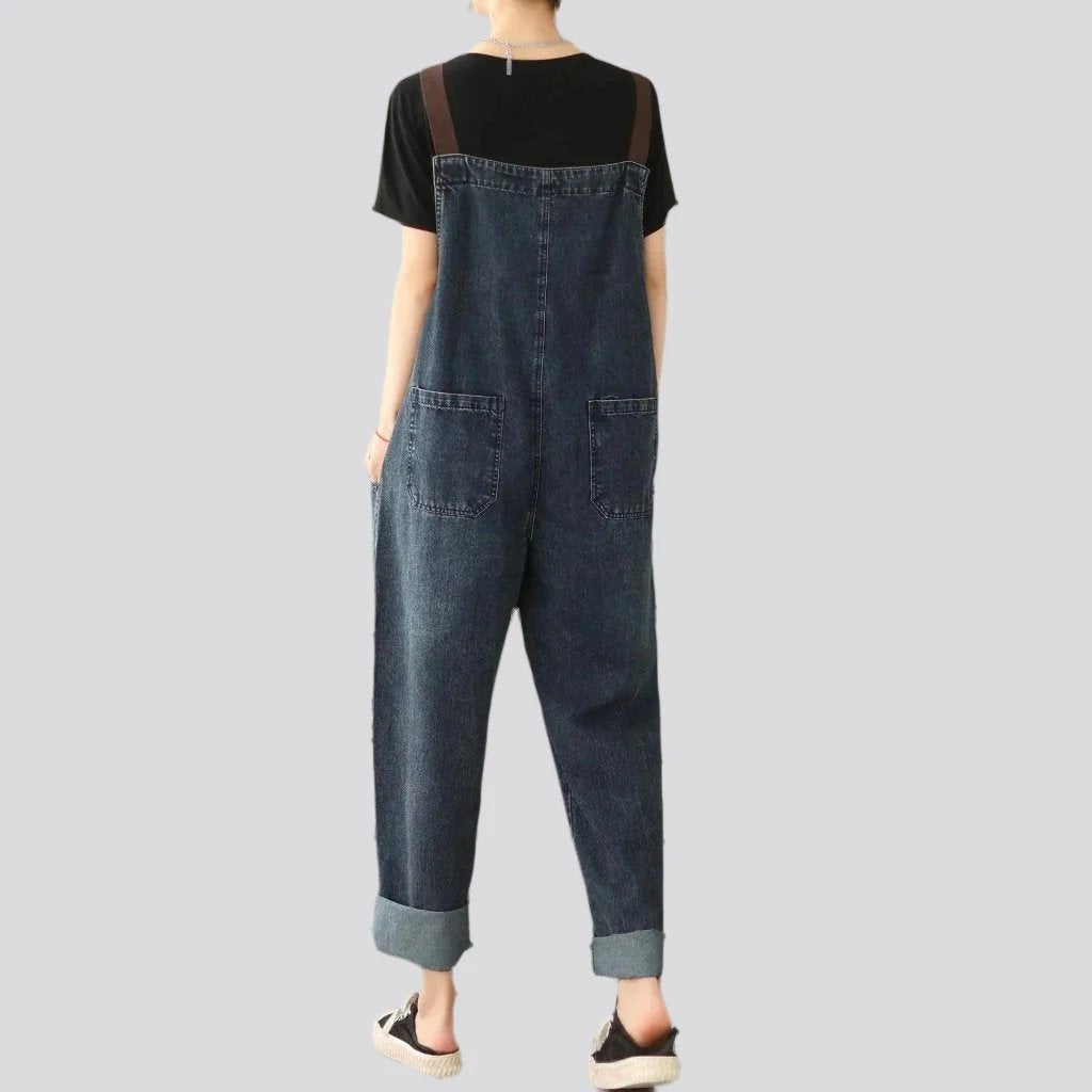 Baggy vintage denim jumpsuit for women