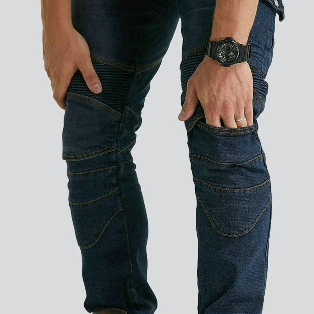 Navy men biker jeans