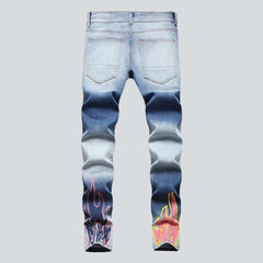 Graffiti-painted urban men jeans