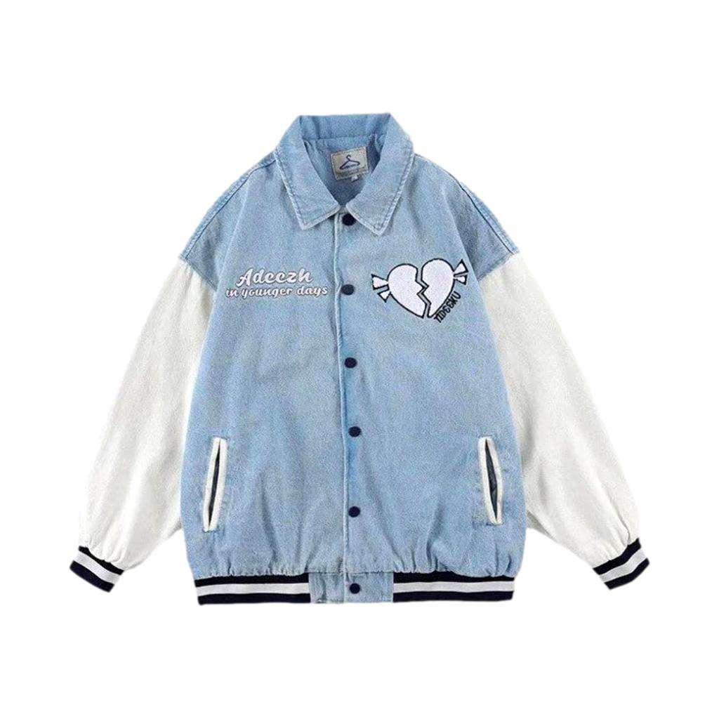 Broken heart embroidery denim jacket