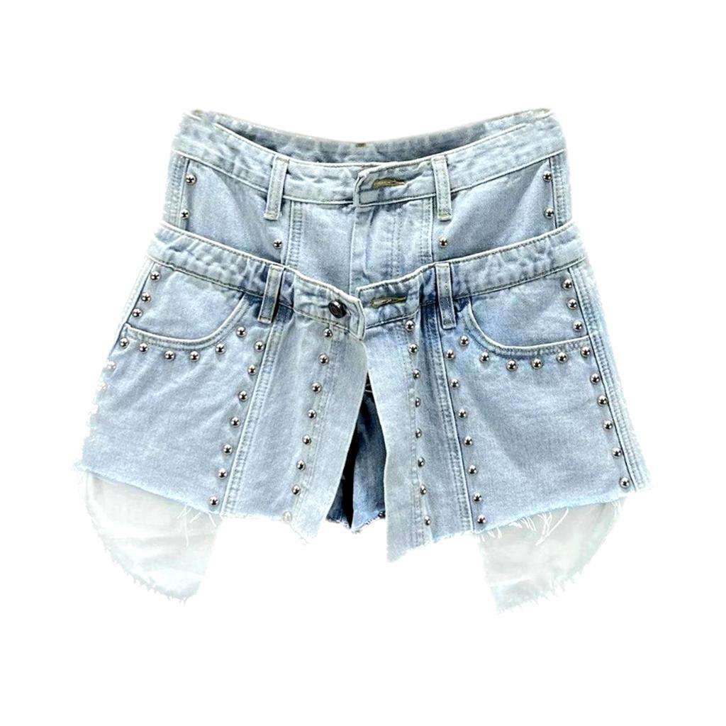 Layered women jeans shorts