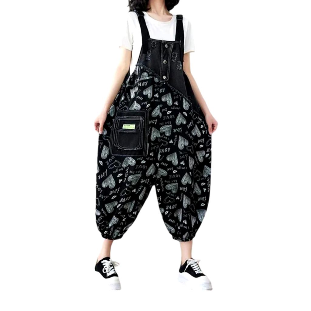 Baggy painted denim jumpsuit for women