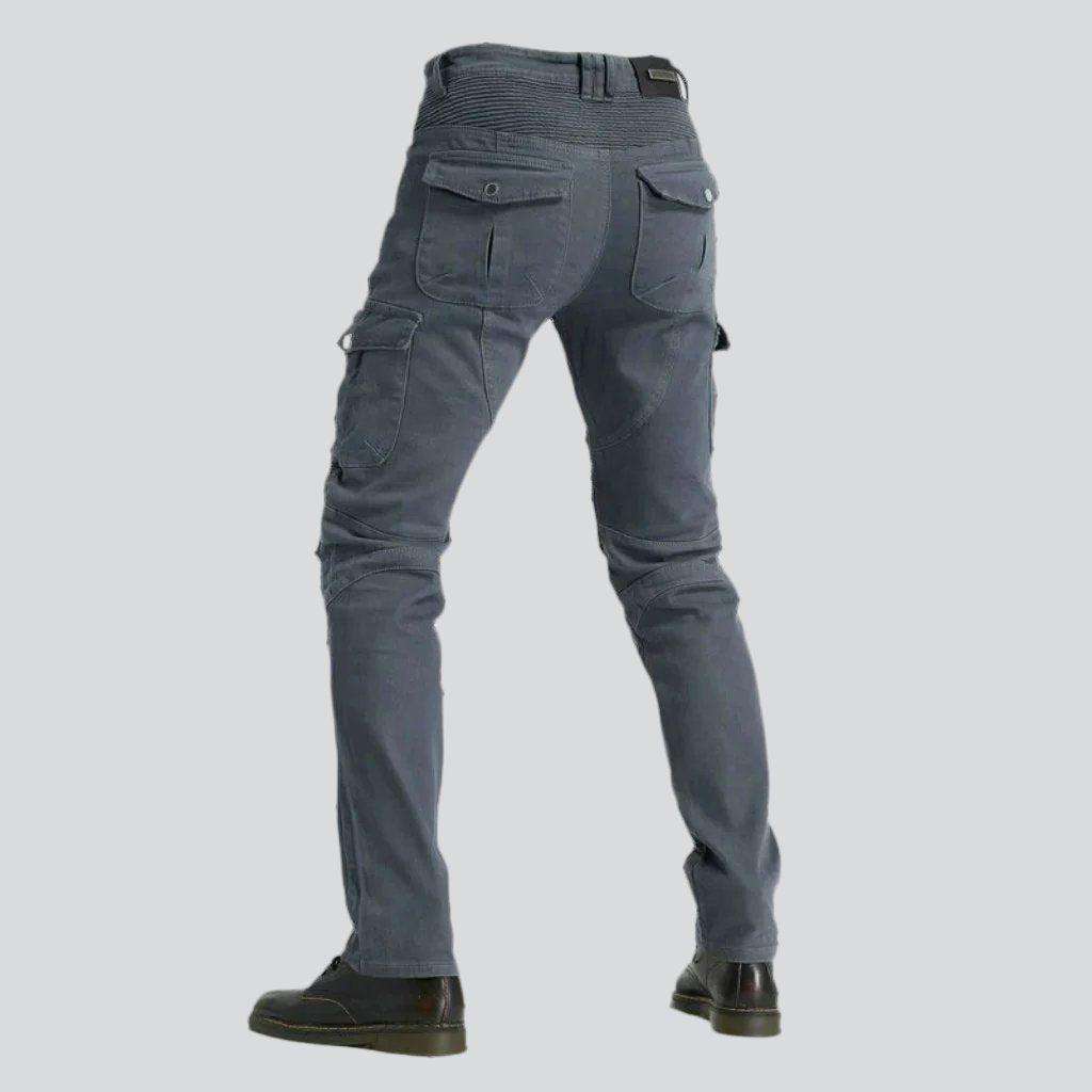 Elastic cargo men biker jeans