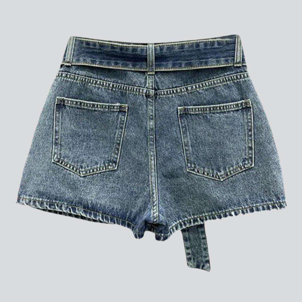 Asymmetric layered vintage denim skirt