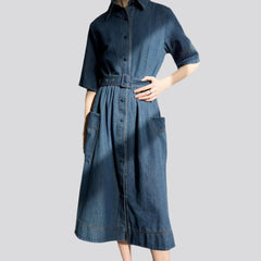 Loose medium-wash jean dress