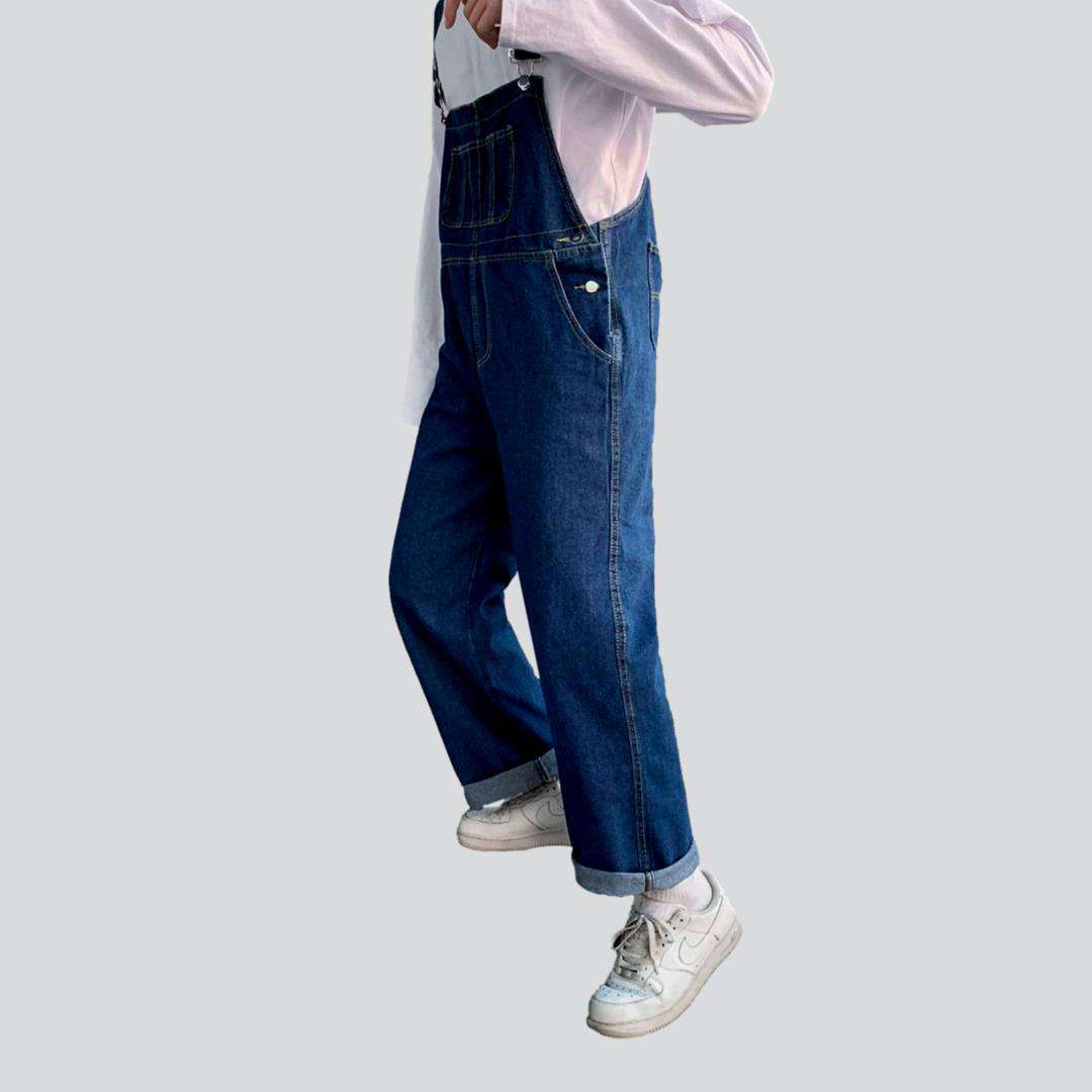 Blue baggy men denim jumpsuit