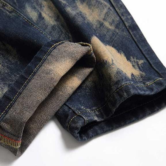 Tigerkopf-Stickerei Herren Jeans