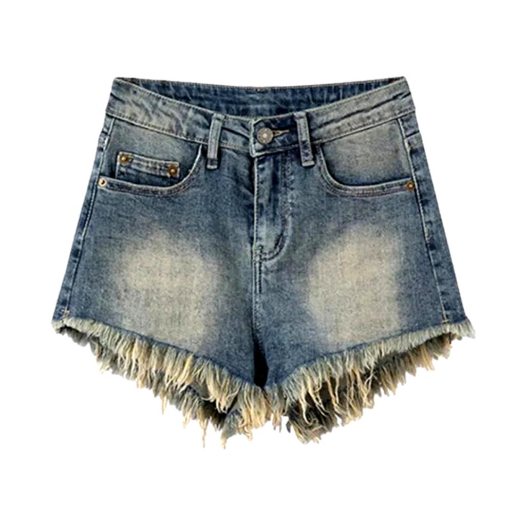 Vintage cropped women denim shorts