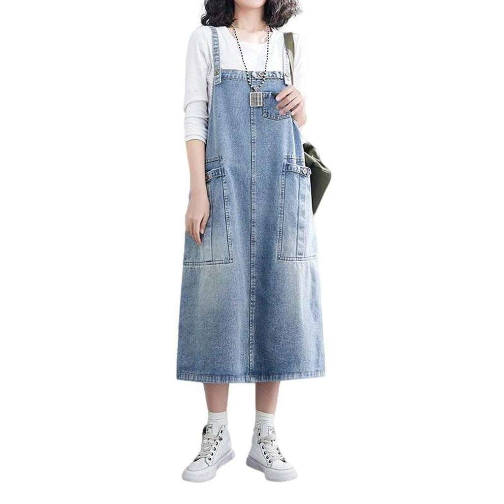 Denim dress with cargo pockets