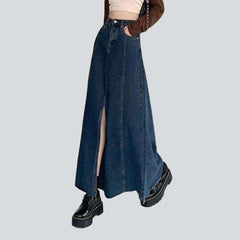 Front split maxi denim skirt