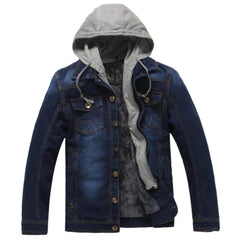 Winter hooded men denim jacket