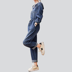 Ornament print women denim overall