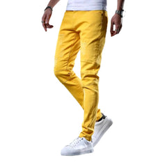 Torn-color jeans for men