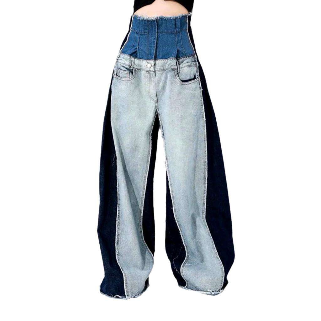 Cropped waistband baggy women jeans