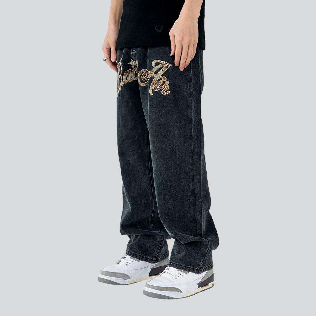 Men jeans with front inscriptions