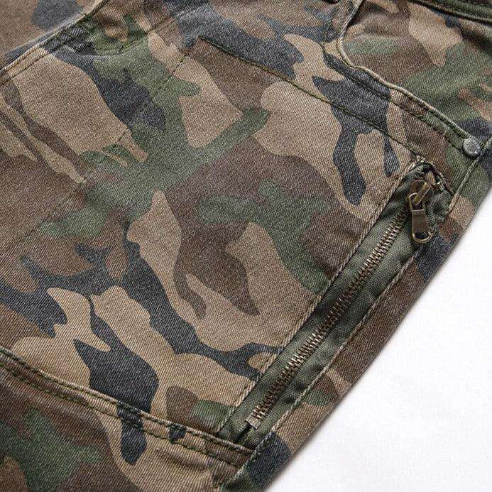 Camouflage print men denim pants