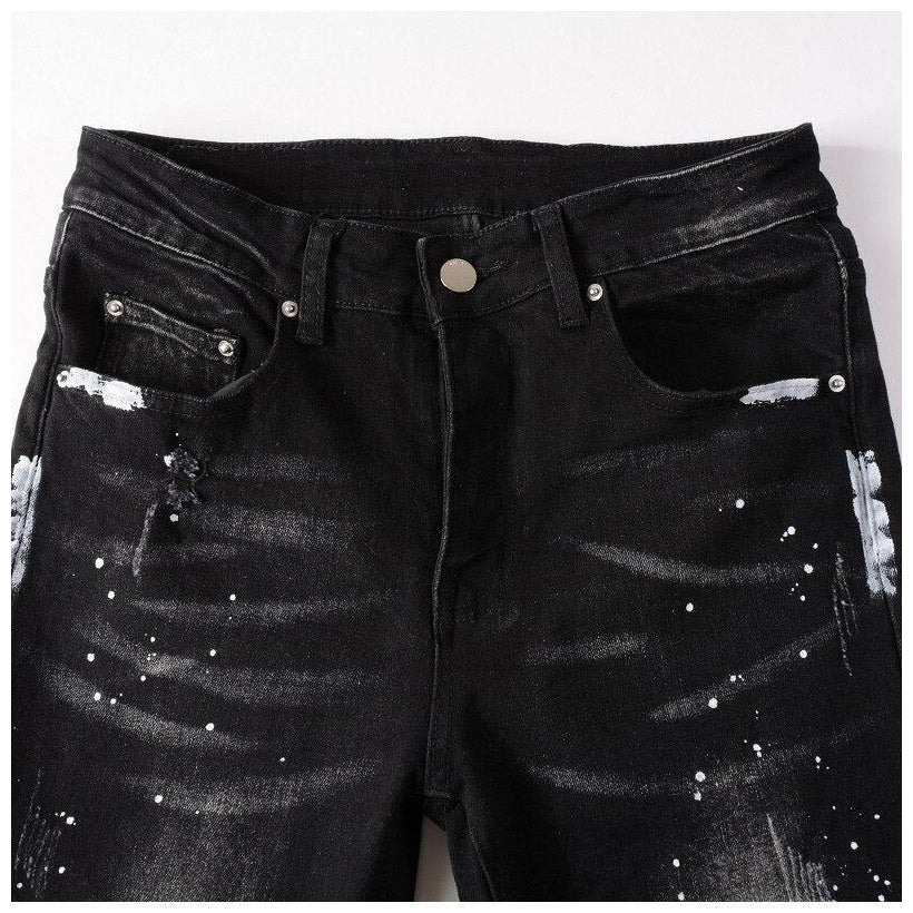 White paint splatters men jeans