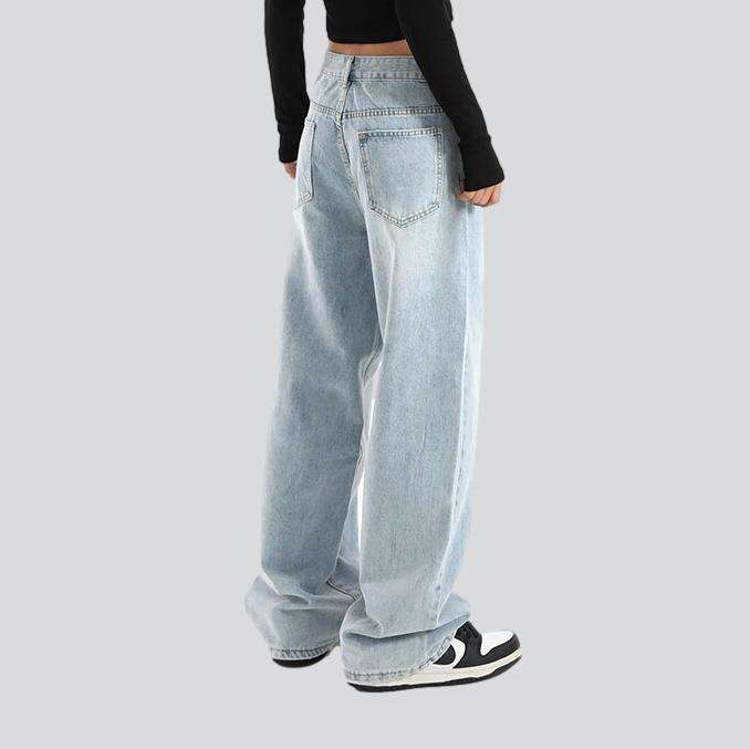 Bleached baggy women jeans