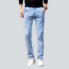 Diagonal pocket sanded men jeans