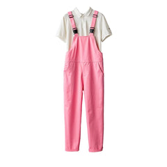 Stylish pink men denim jumpsuit