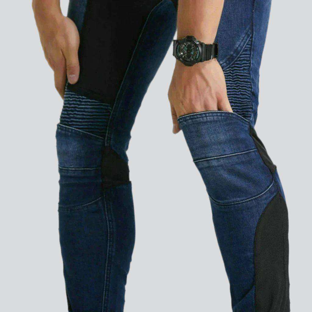 Breathable mesh men moto jeans