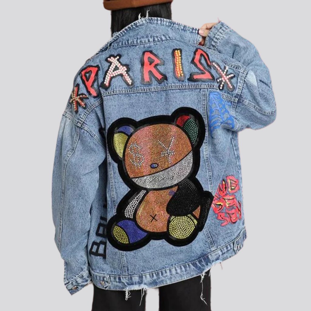 Streetwear distressed painted denim jacket