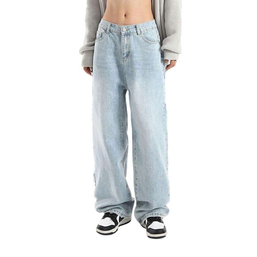 Bleached baggy women jeans