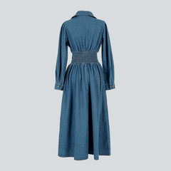 Long flare fashion denim dress