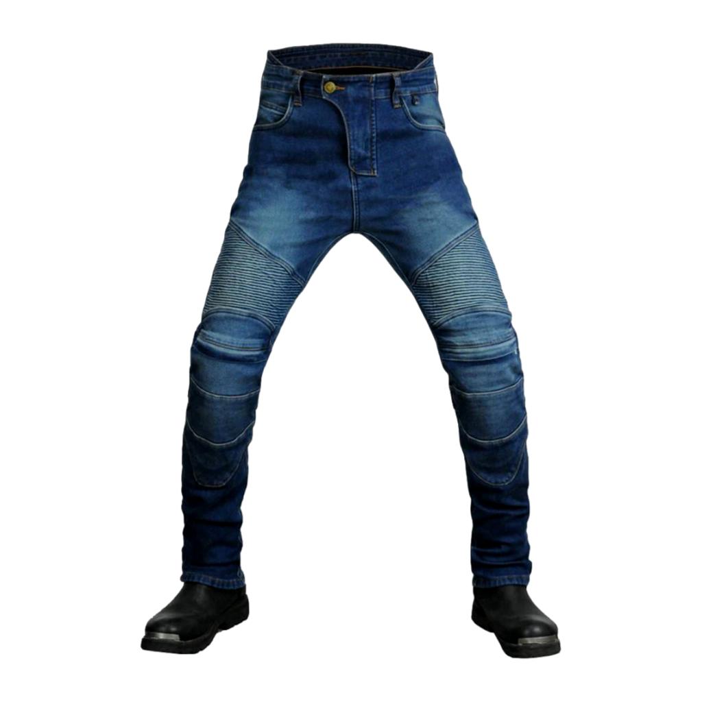 Slim mid-waist motorcycle jeans for men