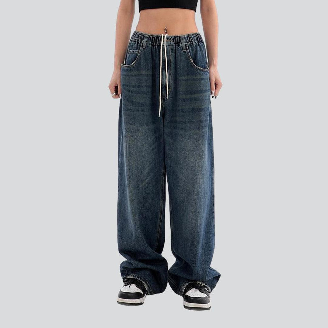 Women baggy jeans with drawstrings