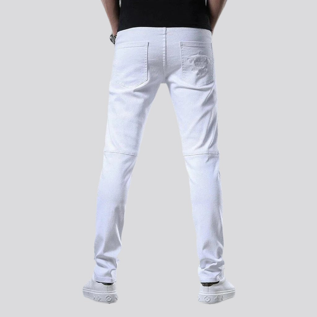 Torn-color jeans for men