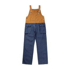 Two-color men denim dungaree