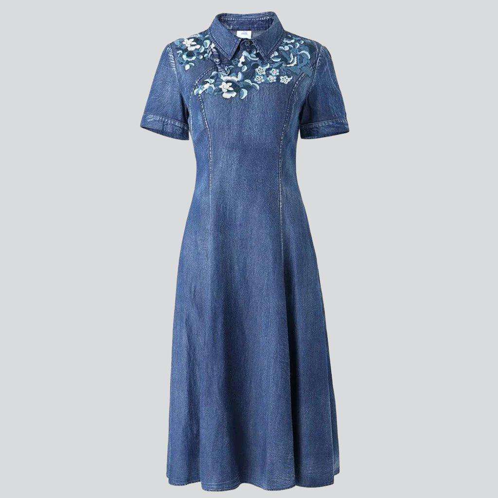 Chinese-style embroidery denim dress Rae Jeans Chinese-style embroidery denim dress Rae Jeans
