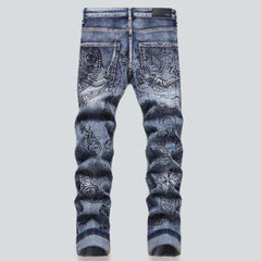 Cartoon ornament print men jeans