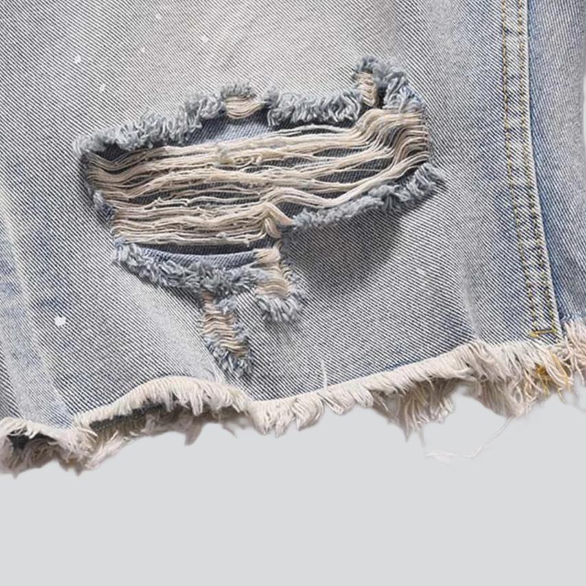 Straight distressed men denim shorts