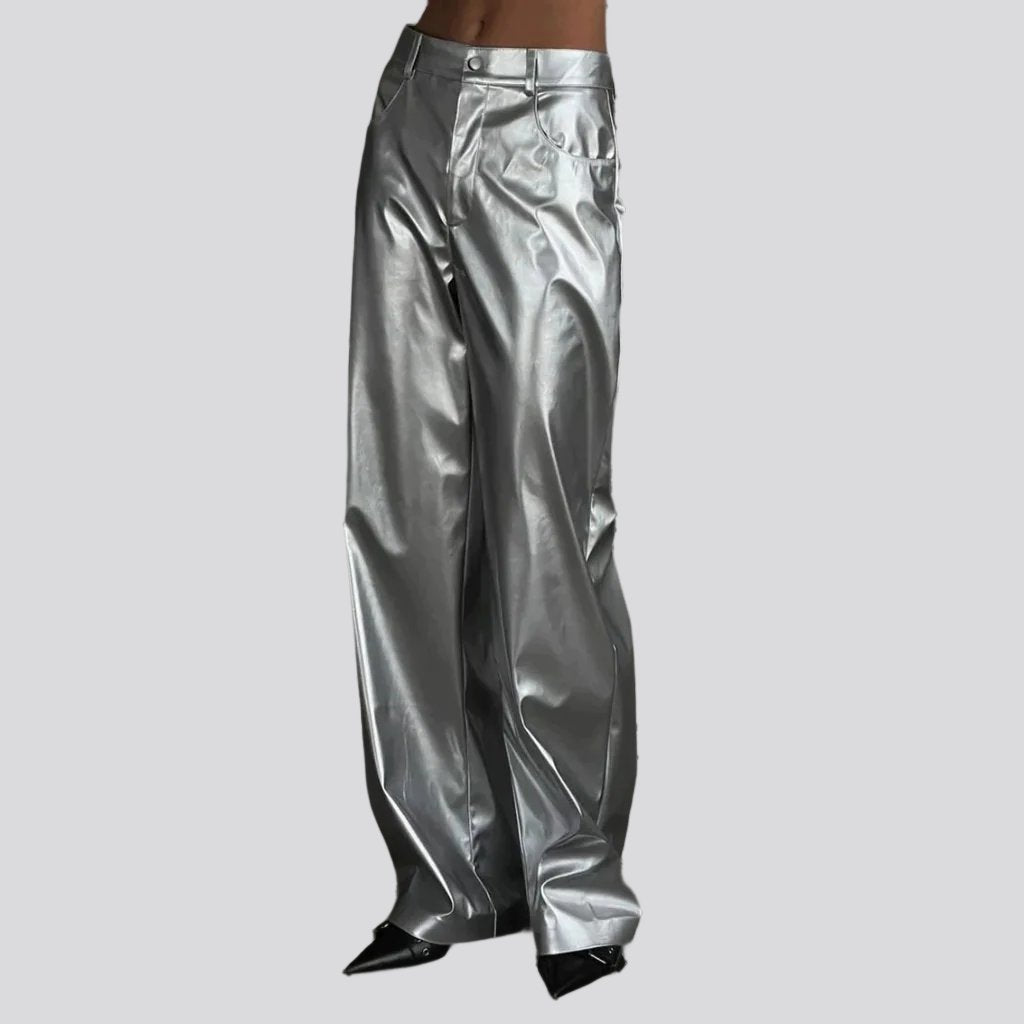 Silver high-waist jean pants